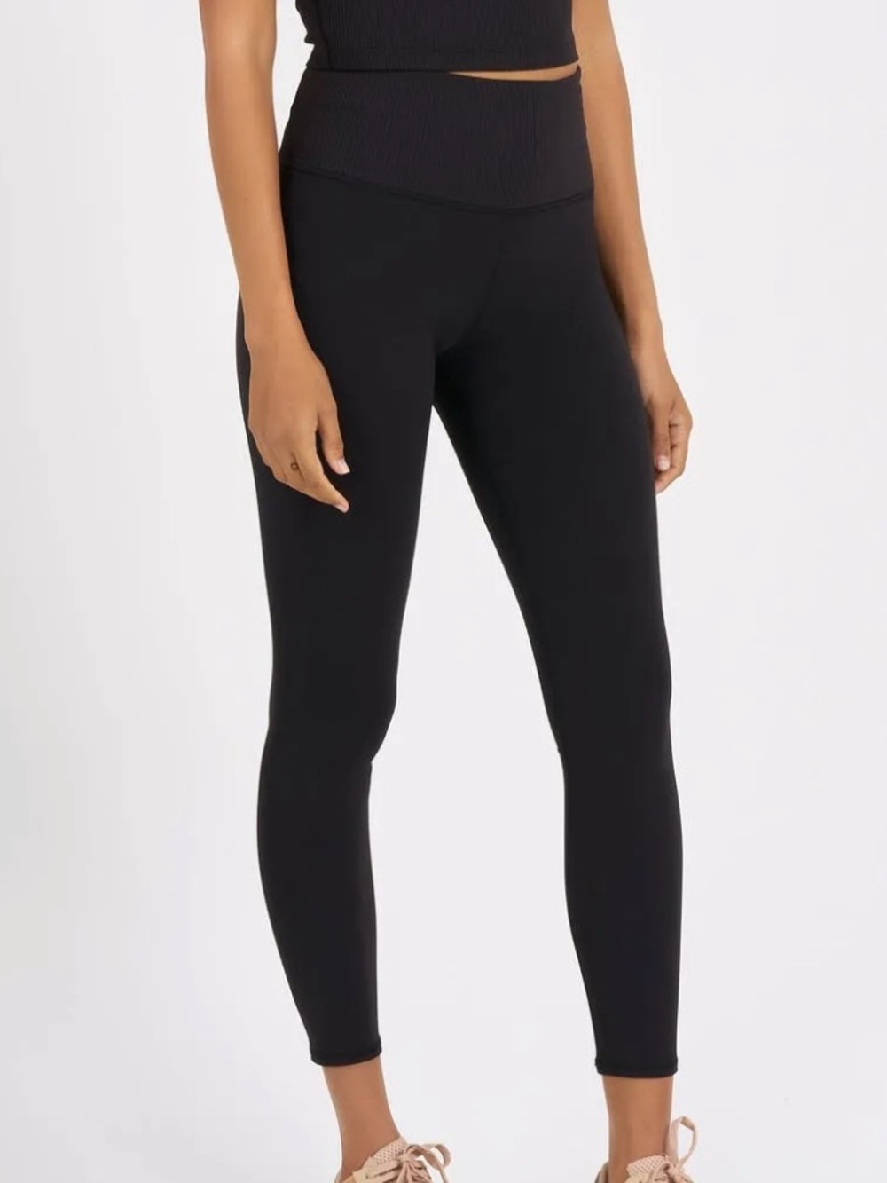 VUORI wide ribbed waistband Rib studio Leggings in black